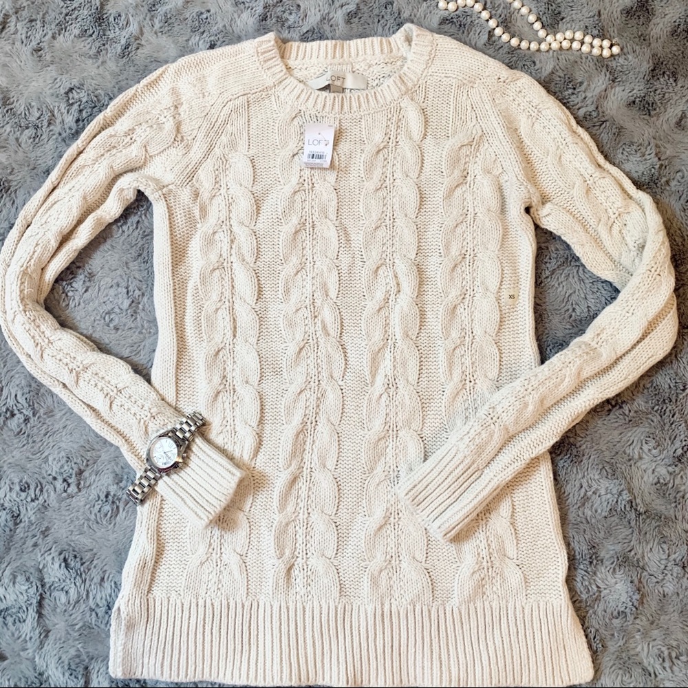 Loft XS Cream Knitted Sweater
